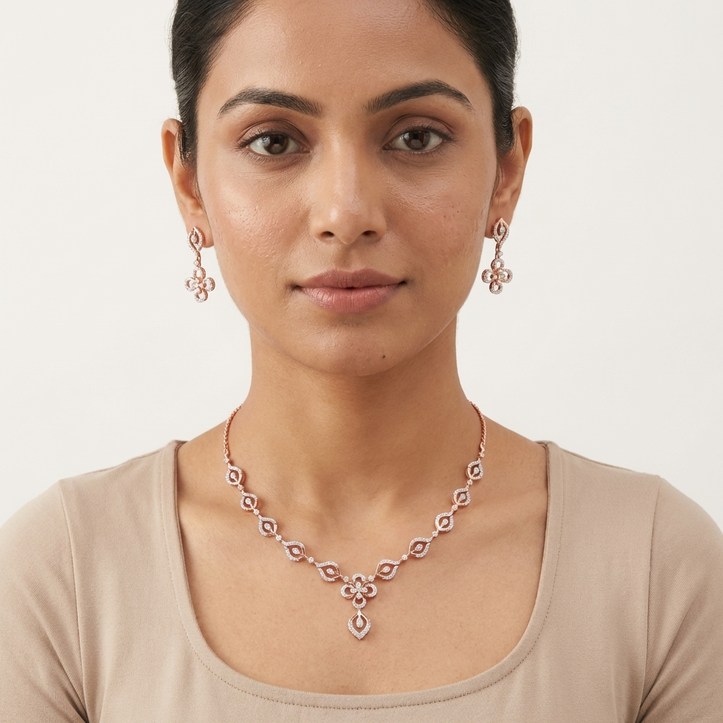 Regal Diamond Charm Necklace Set - 4
