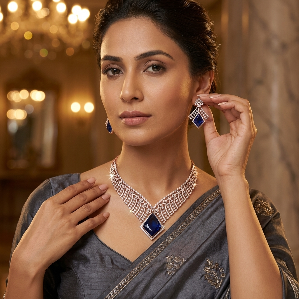 Shimmering Diamond Aura Necklace Set - 3