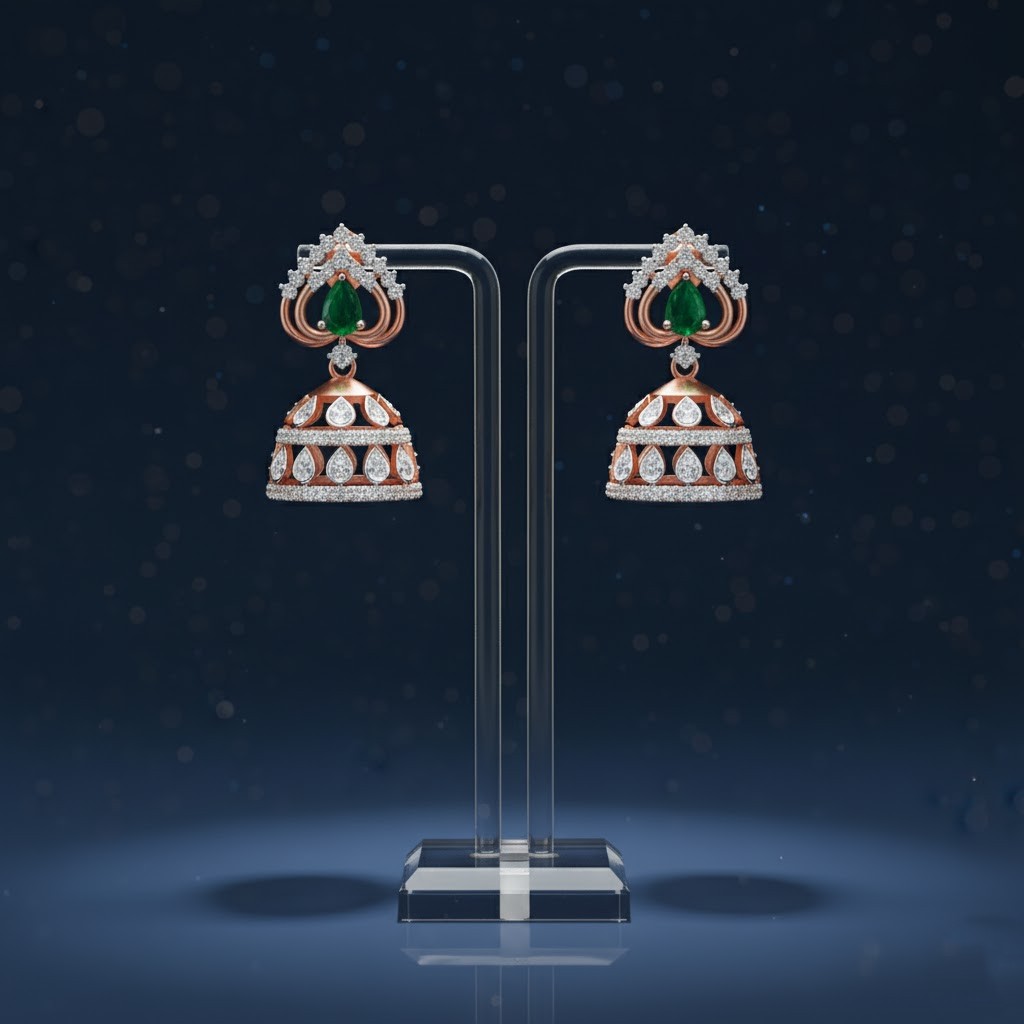 Glow Finish Diamond Jhumkis