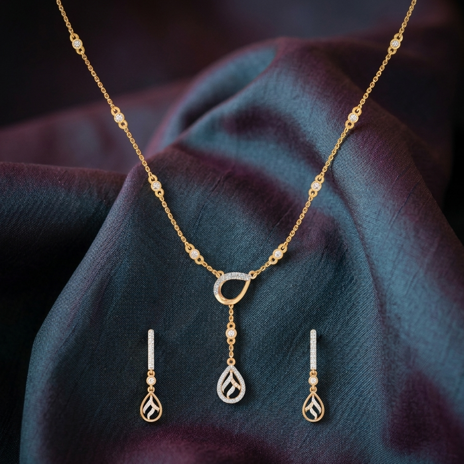 Elegant Diamond Enchant Necklace Set