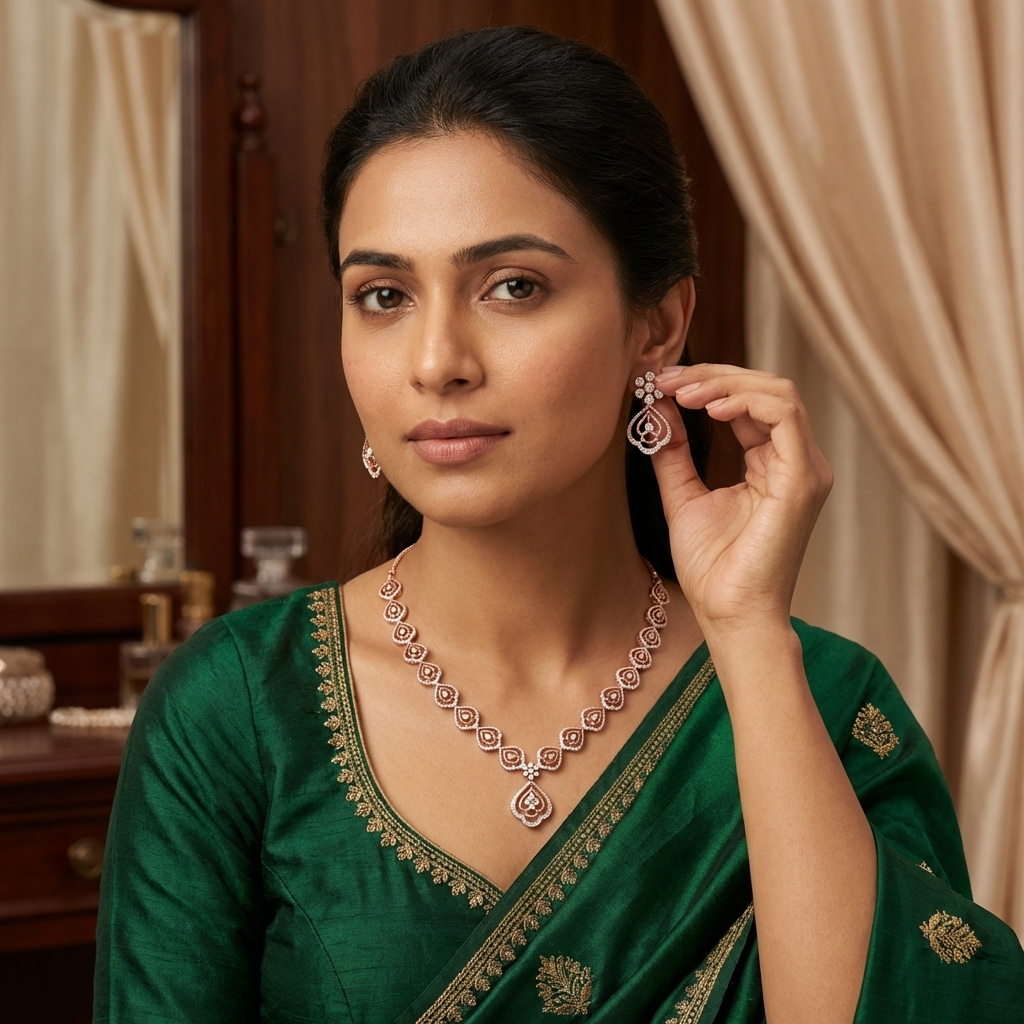 Sparkling Diamond Glow Necklace Set
