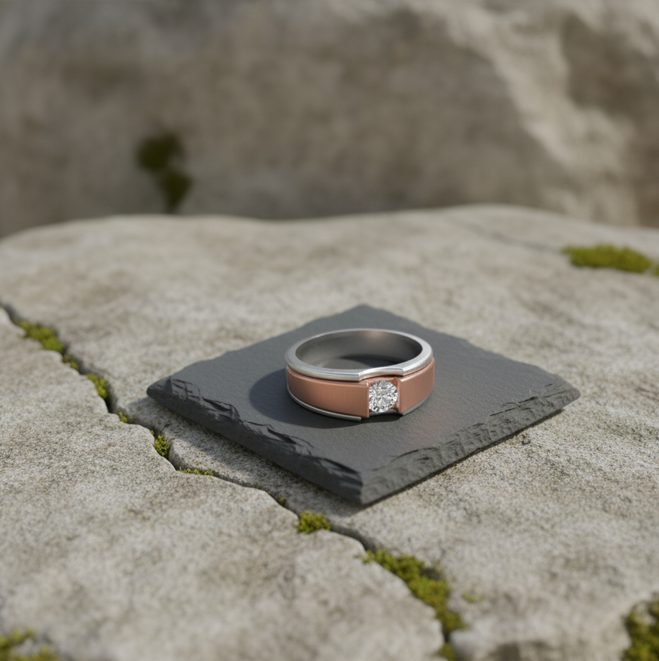Matte Finish Diamond Ring for Men