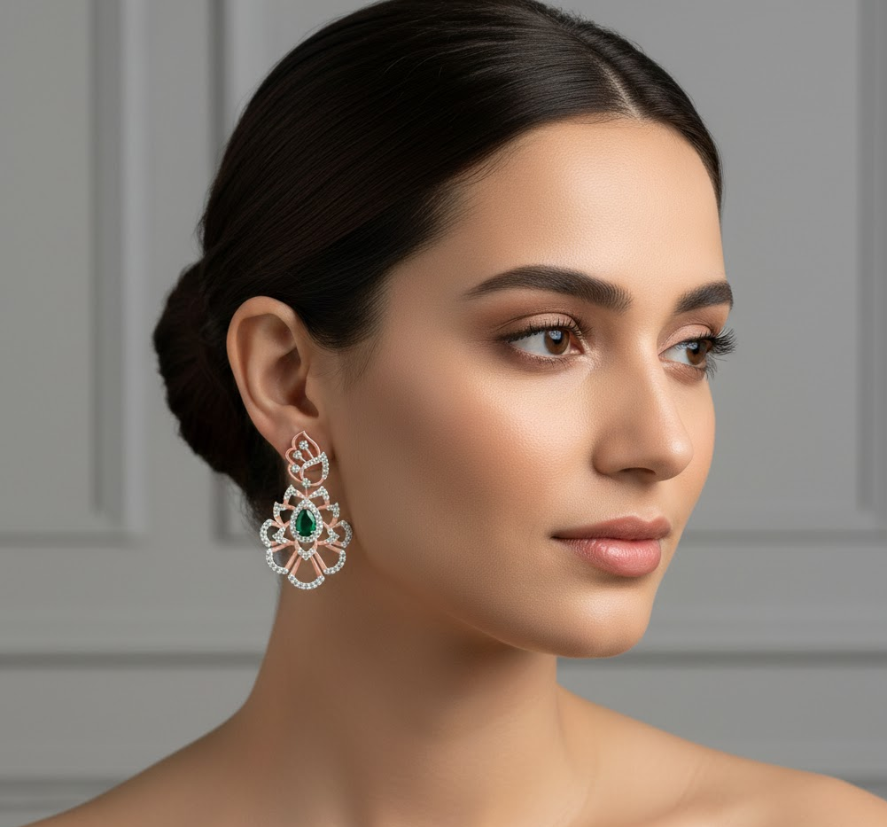 Ethereal Line Diamond Dangler Earrings - 3