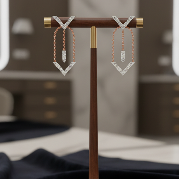 Glimmer Arc Diamond Drop Earrings