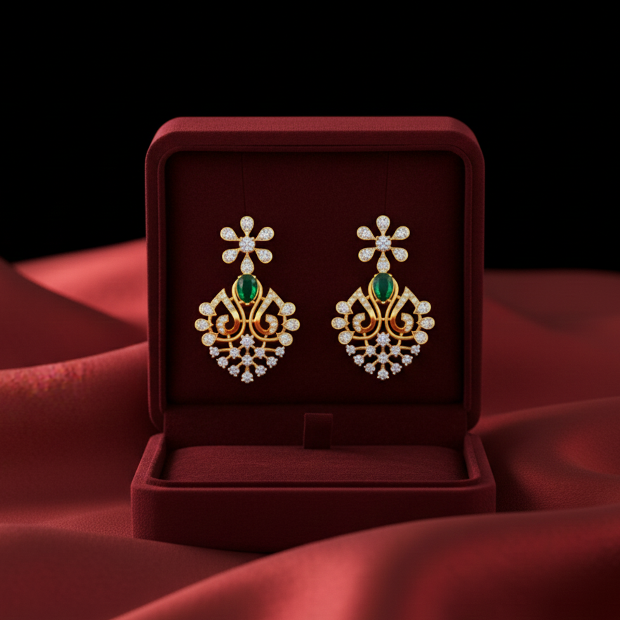 Statement Diamond Hanging Earrings