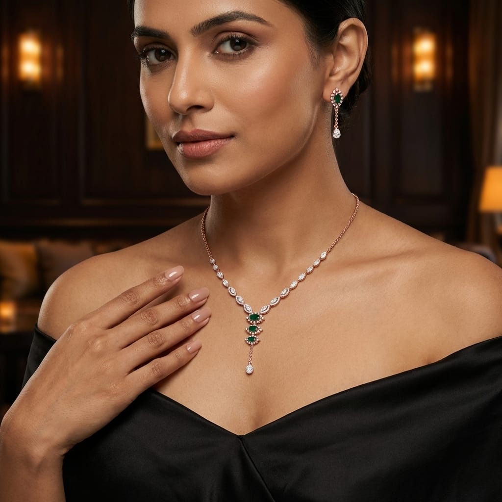 Divine Diamond Shine Necklace Set - 3