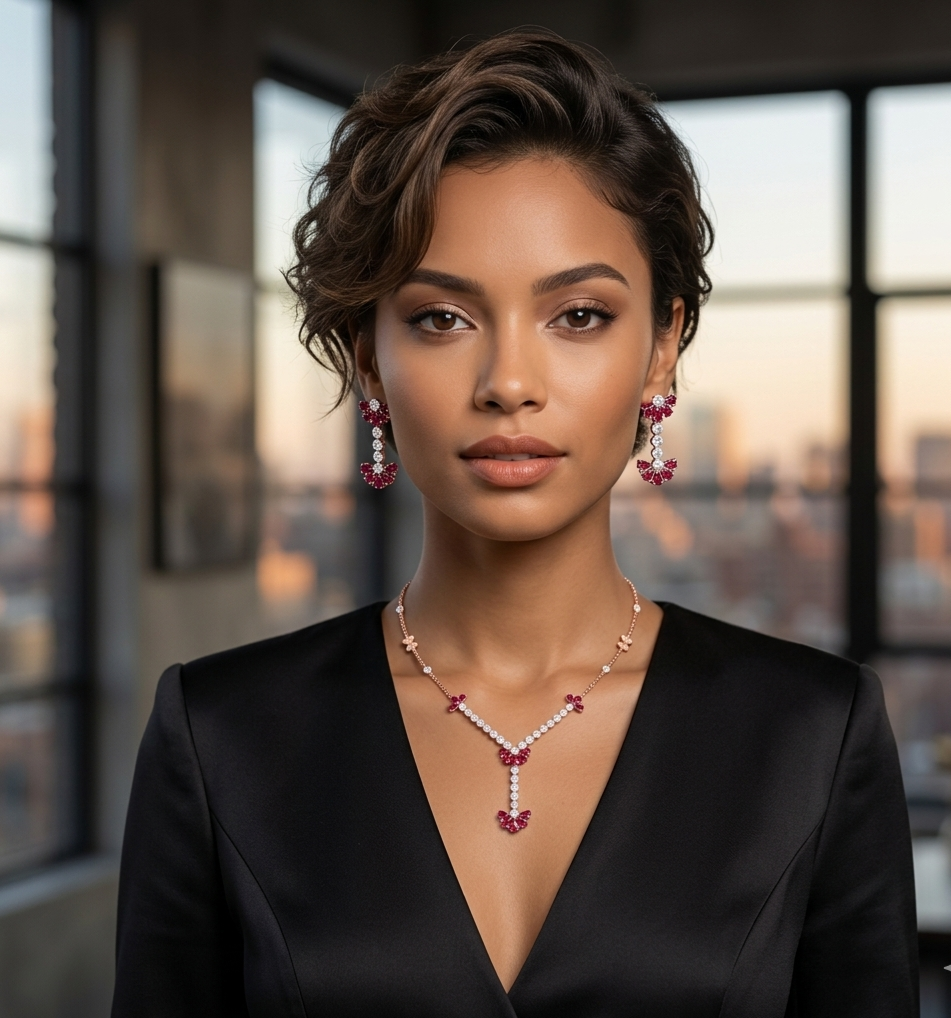 Modern Diamond Dazzle Necklace Set