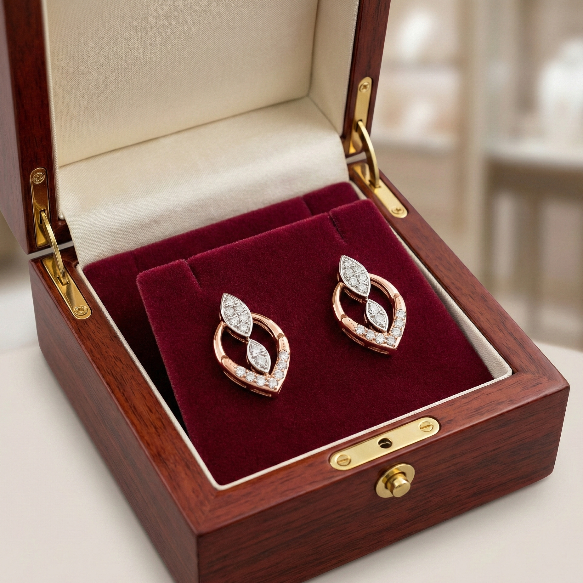 Classic Drop Diamond Pendant Earrings