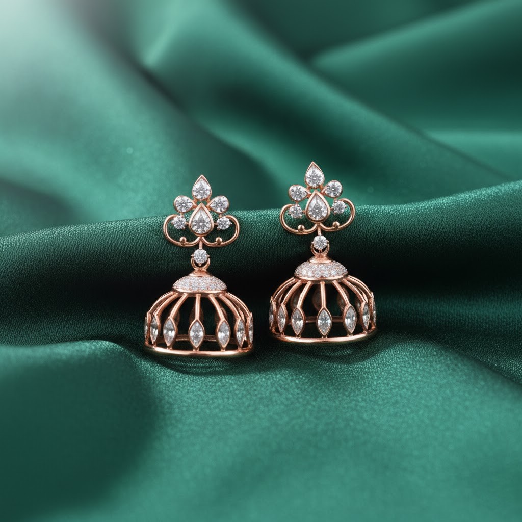 Premium Cut Diamond Jhumki Earrings
