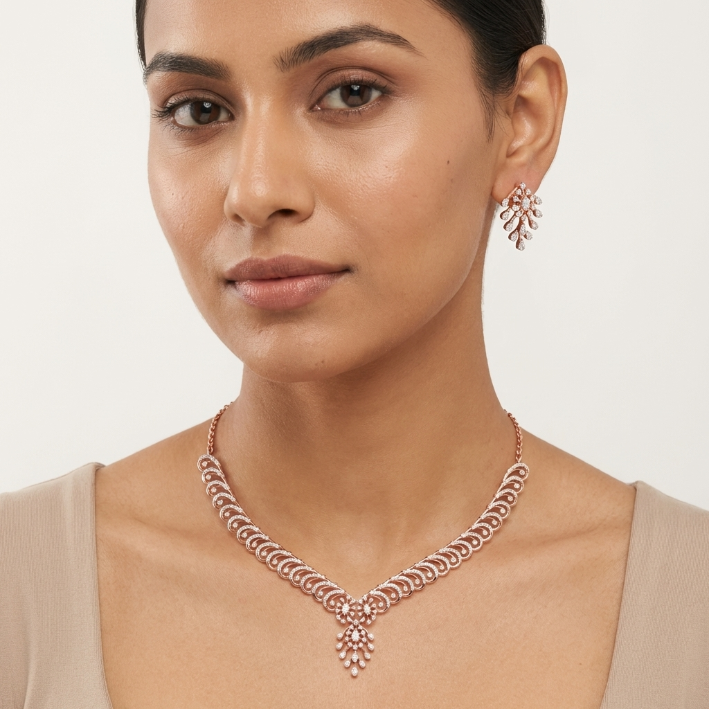 Sparkling Diamond Dazzle Necklace Set - 4