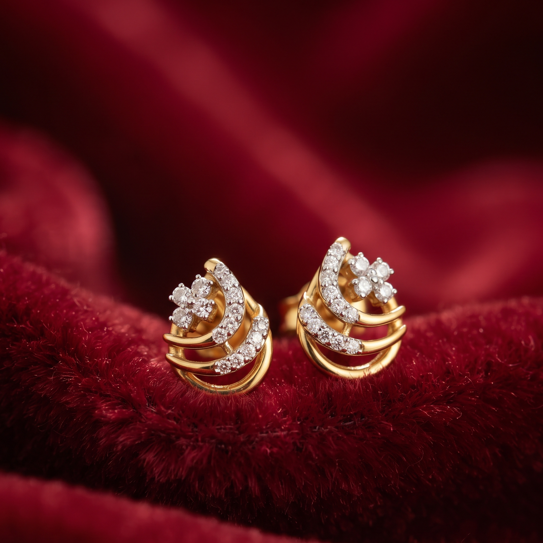 Sophisticated Silver-Tone Diamond Earrings - 3