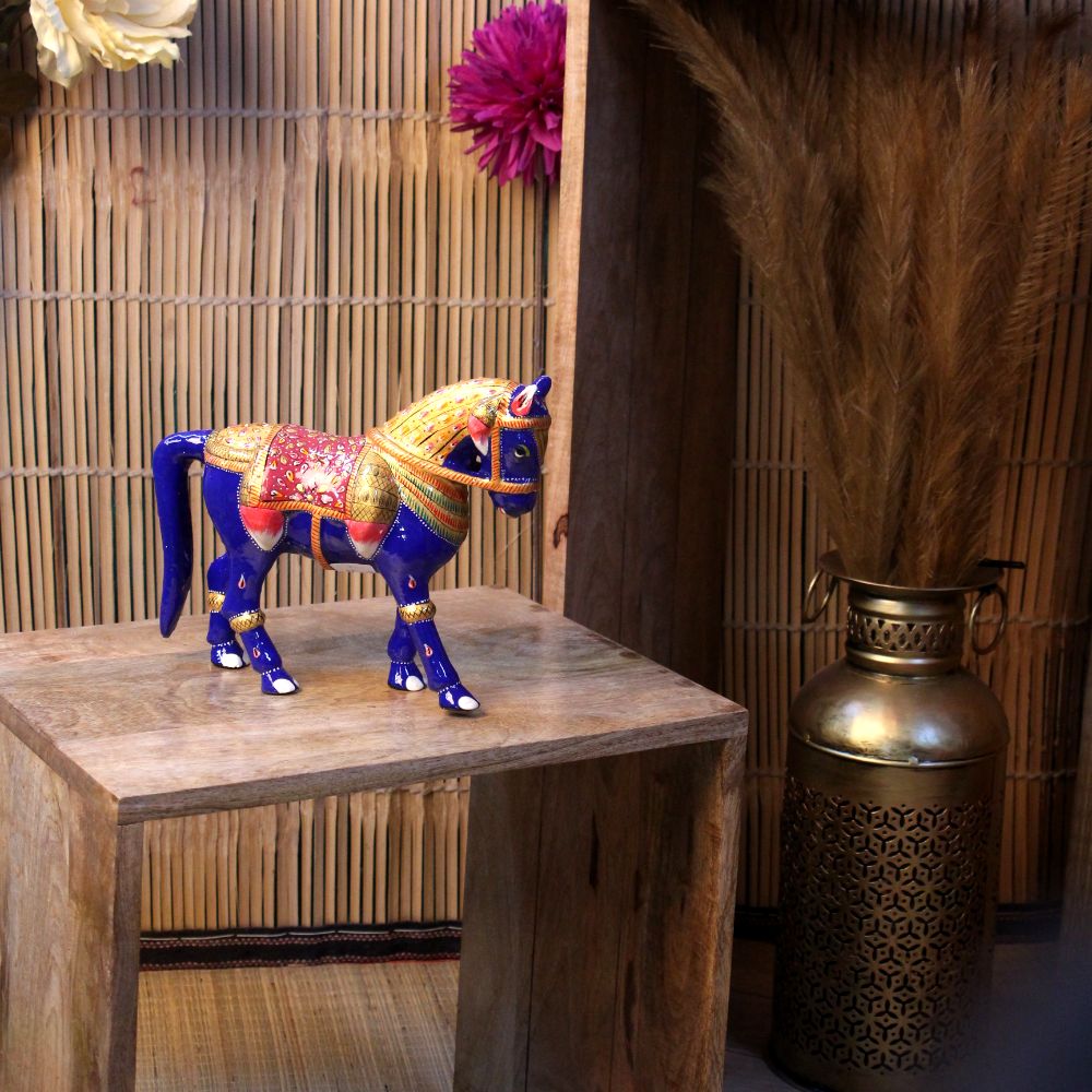 Metal Meenakari Horse 8'' - 4