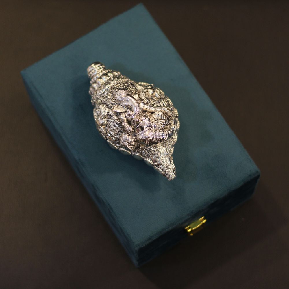 Shankh Ganesh With Silver W/box