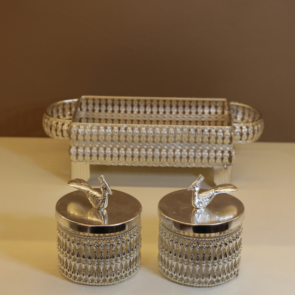 Jali Tray With 2 Jar