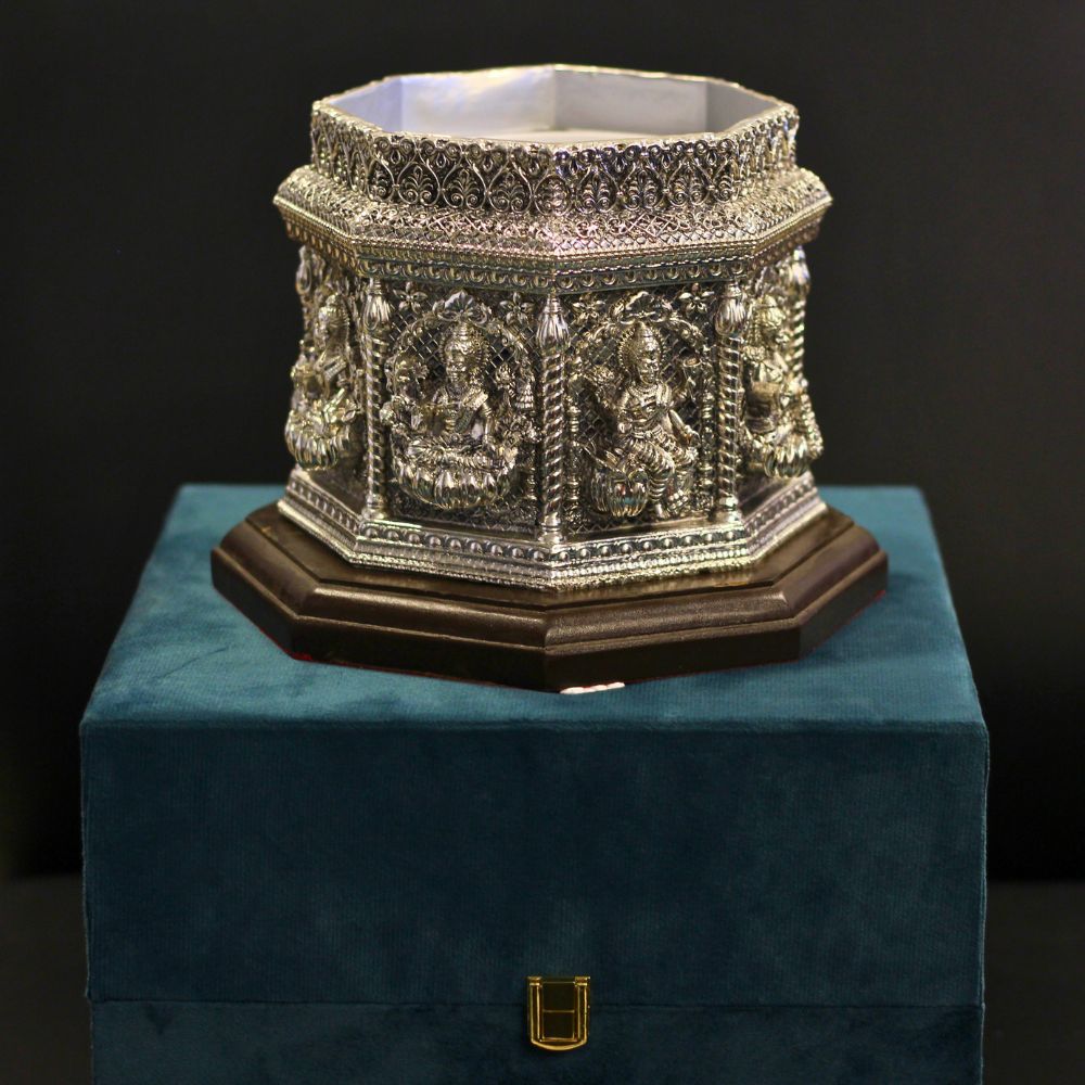 Tulsi Pot Asthalaxmi Silver W/box