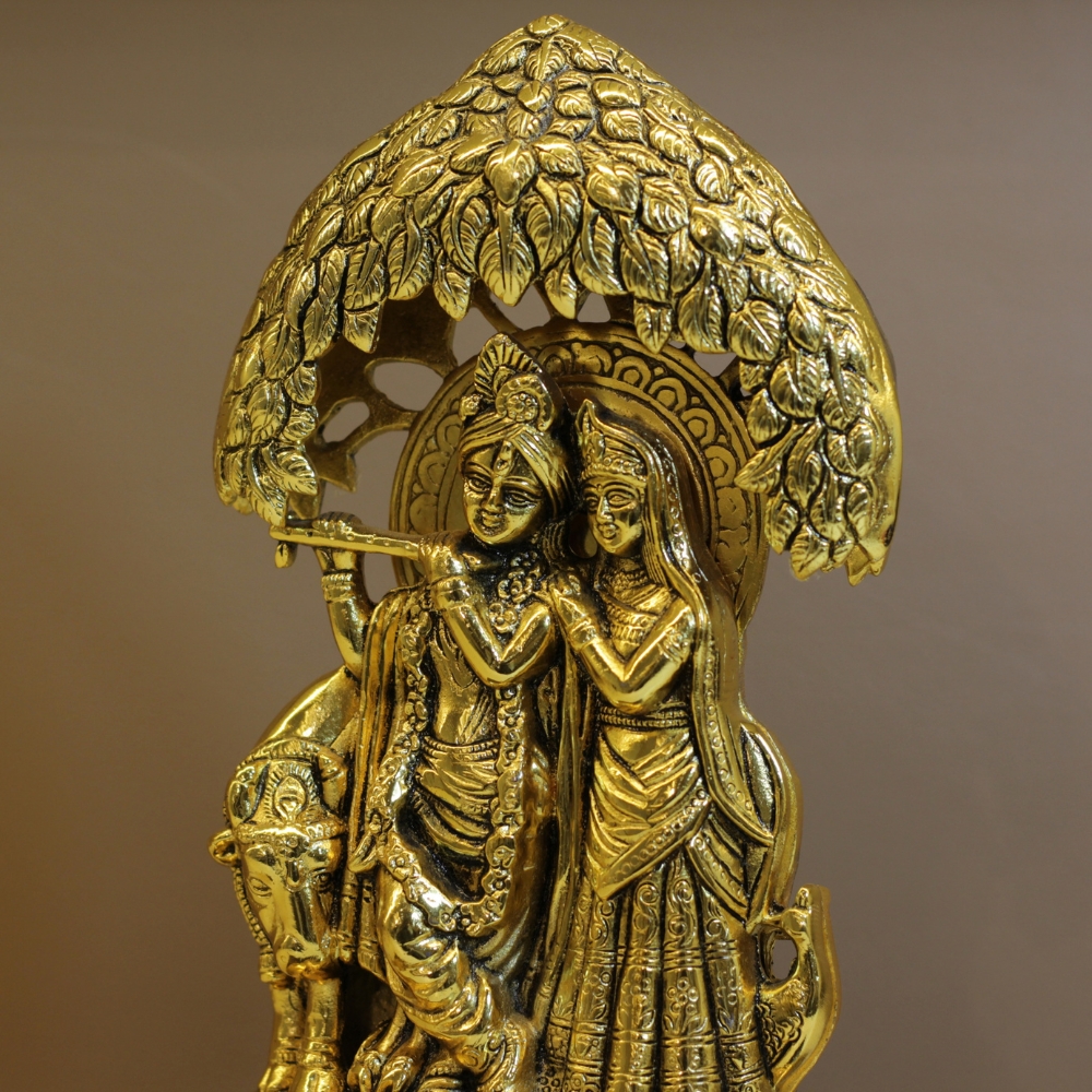 Radha Krishna Tree On Wood Base - 5