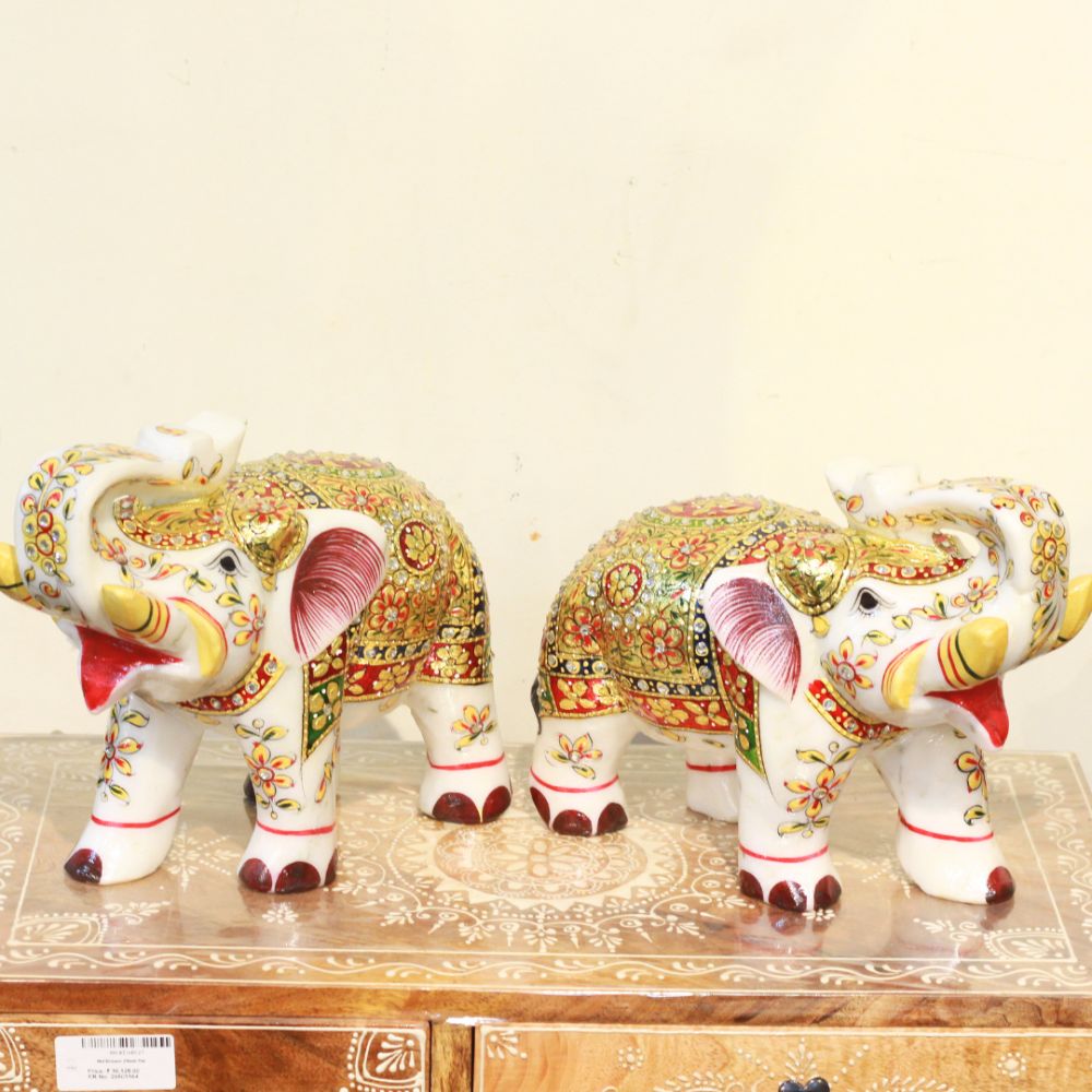 Marble Elephant Pair 8X10 - 5