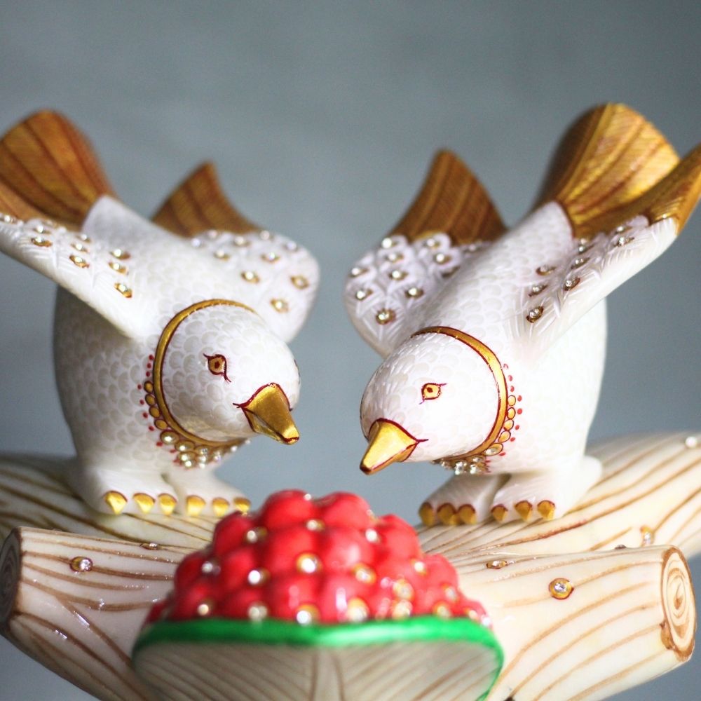 Marble Gold Bird On Tree - 3