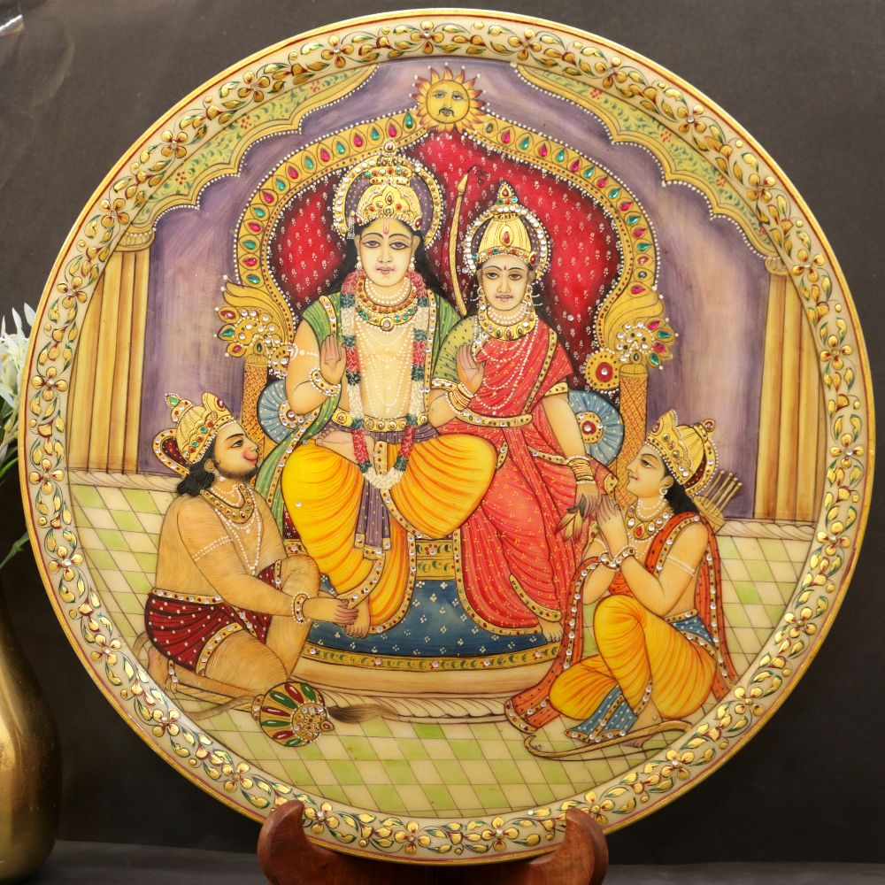 MARBLE PLATE BIG GOLD BORDER