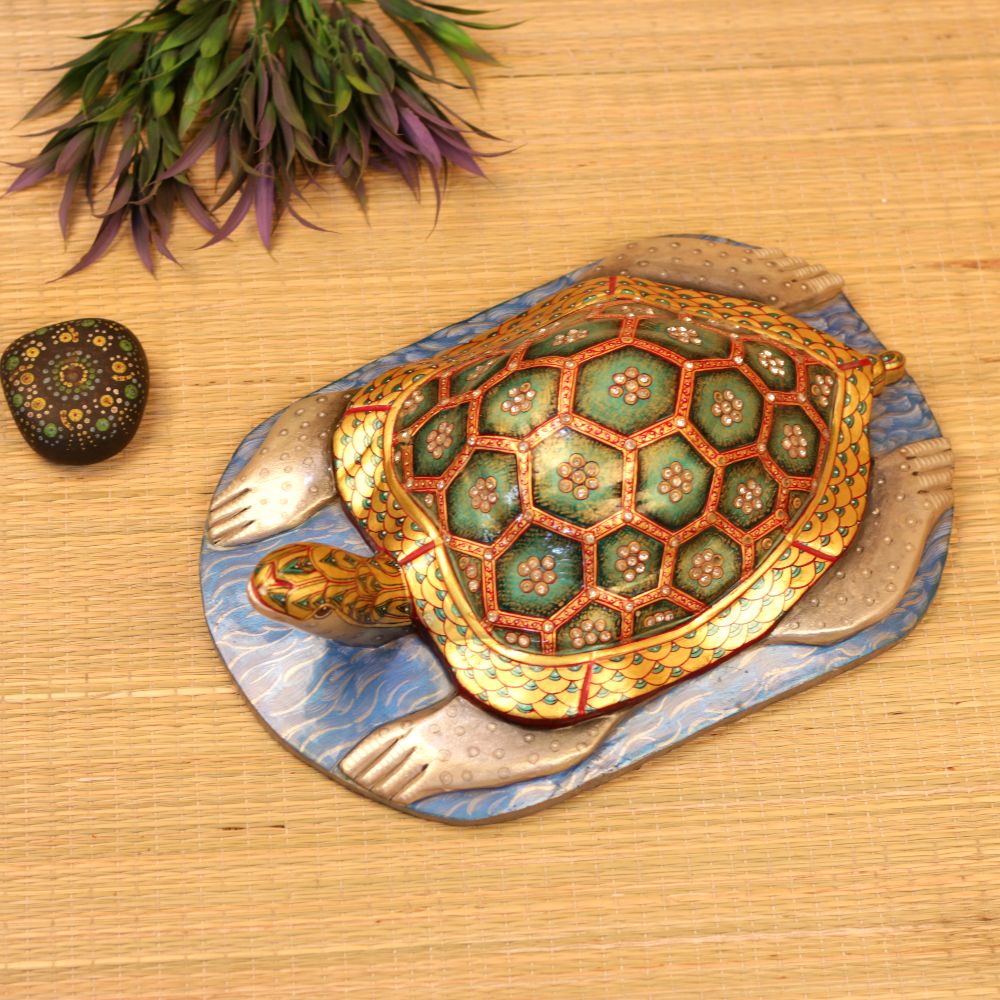 MARBLE TURTLE WITH GOLD PLATING - 4