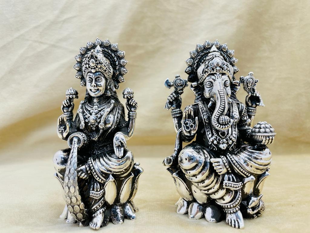 Laxmi Ganesh Set Silver-Brass