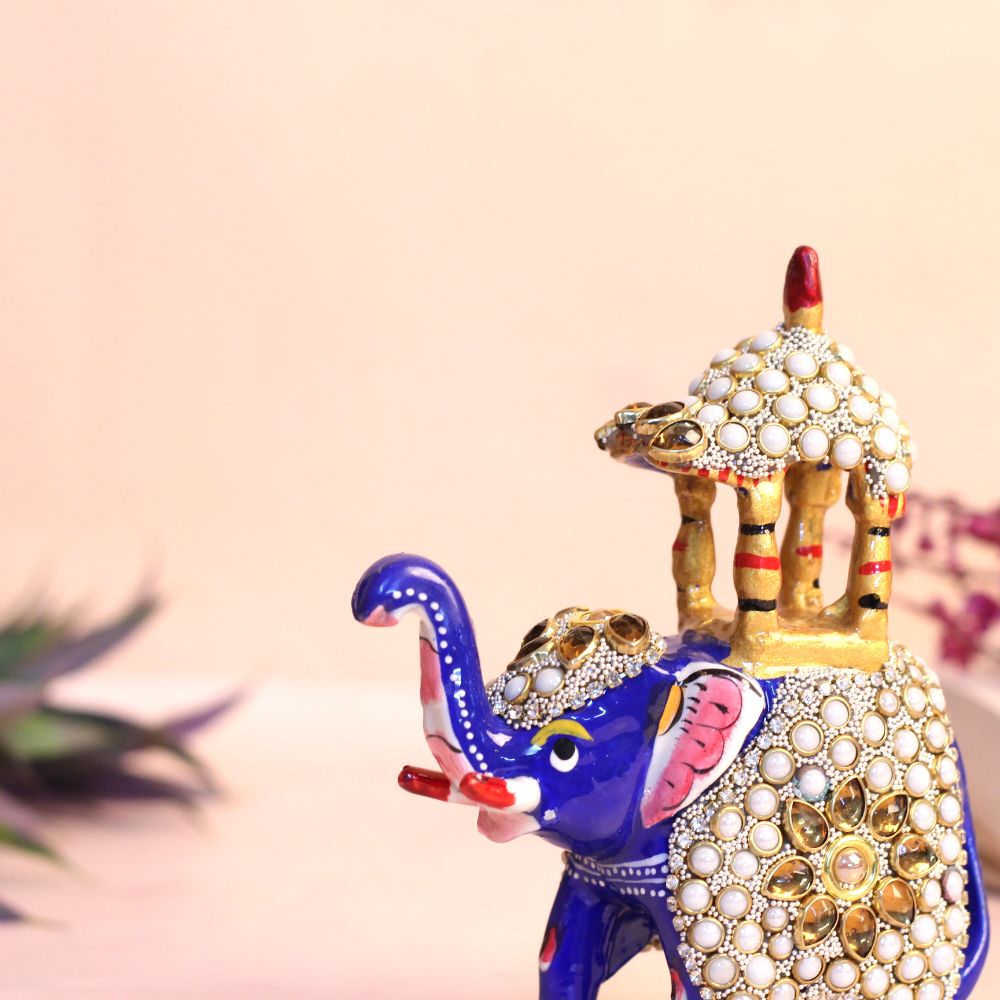 Metal Stone Elephant Ambabari 3'' - 4