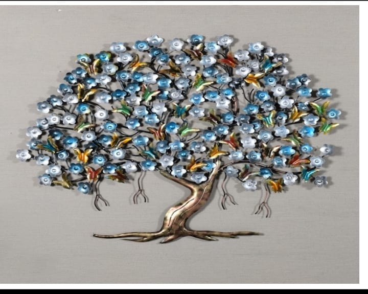 Wall Decor Multicolor Butterfly Tree With Flower And Led-1062