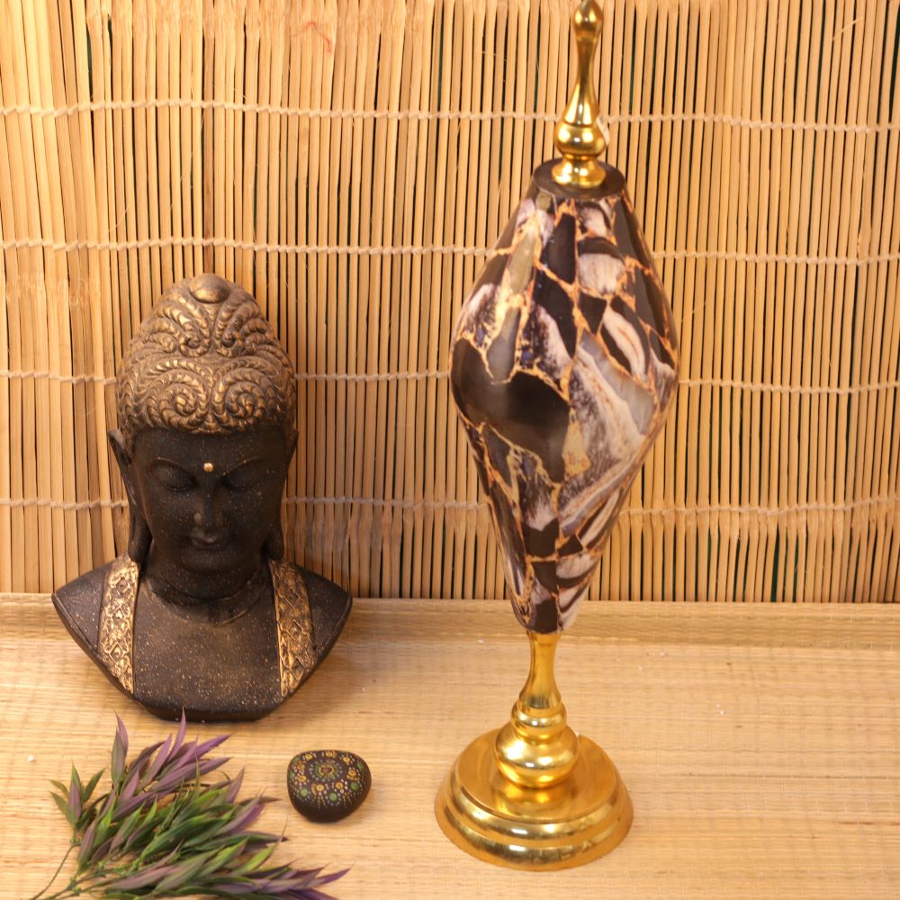 METAL BLACK & GOLDEN DISPLAY POT BIG