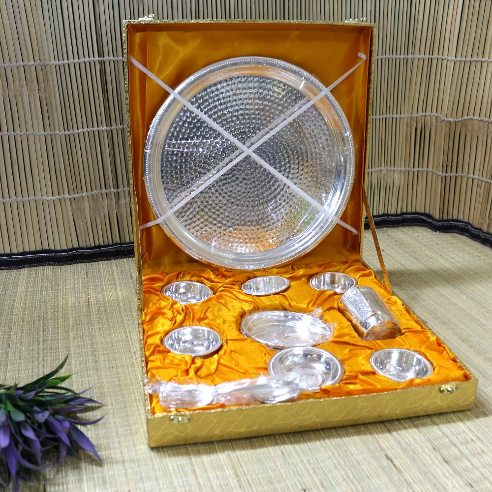 SILVER BHOJAN THALI SET OF 10