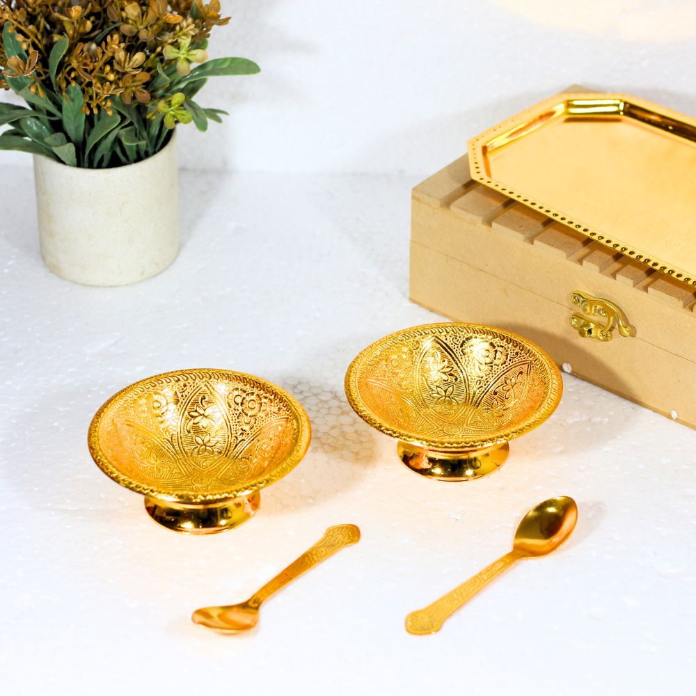 2pc Bowl Set Brass Gold Plated - 4