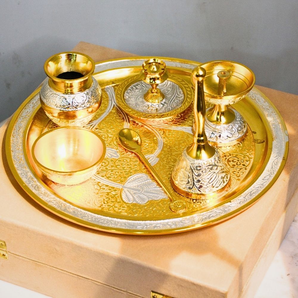 Pooja Thali Set Two Tone - 4