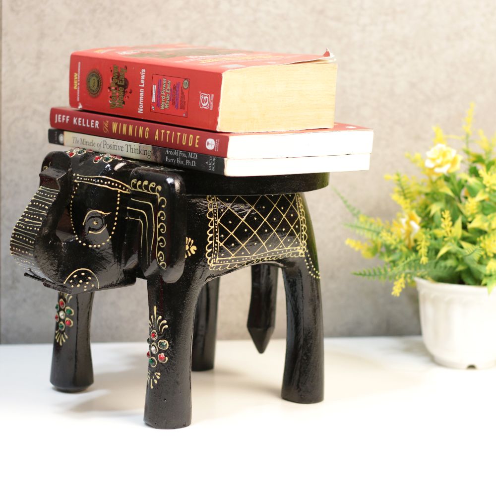 8' Wooden Colorful Elephant Stool
