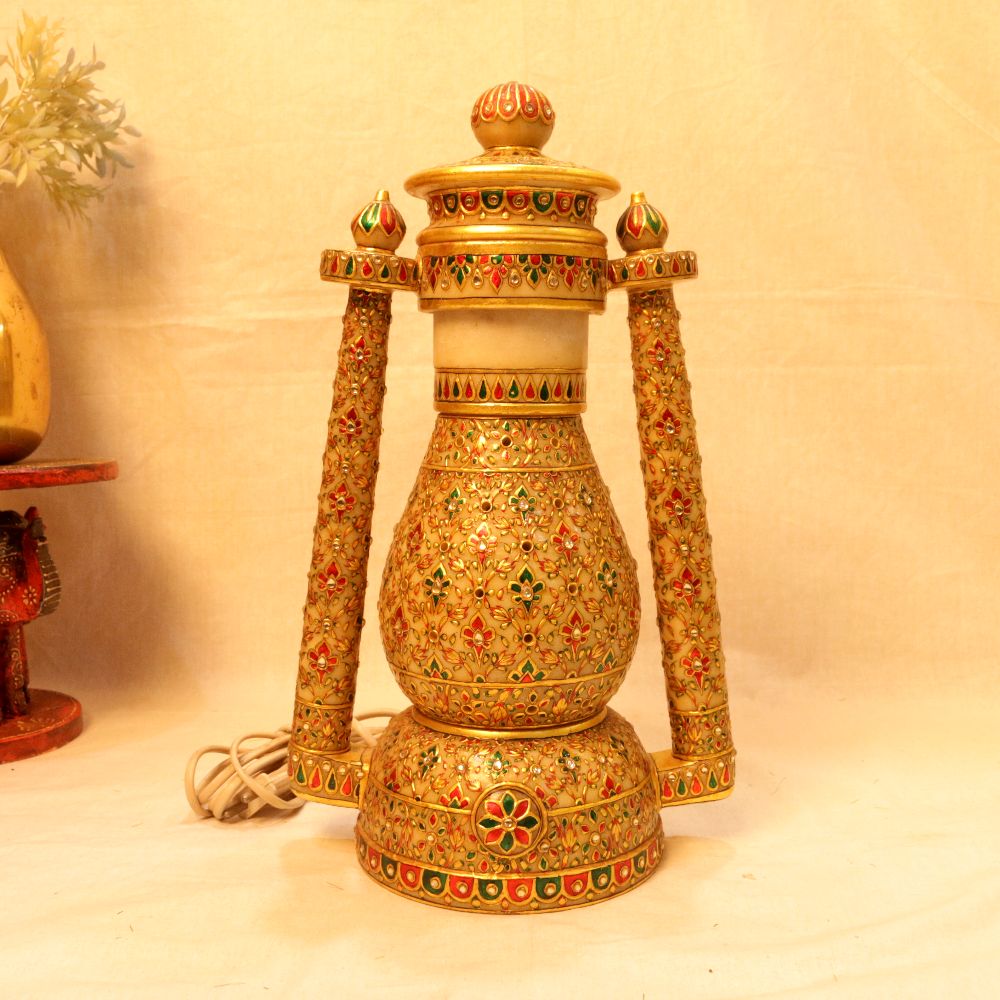 Marble Golden Lantern 18 Inch
