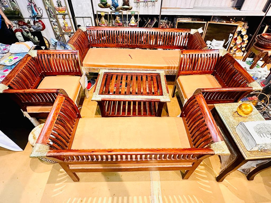 Wooden Sofa S/5 Brass Ftd