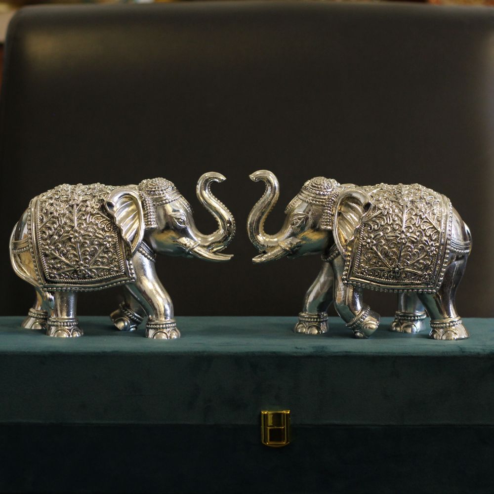 Elephant Pair 5'' Silver - 7