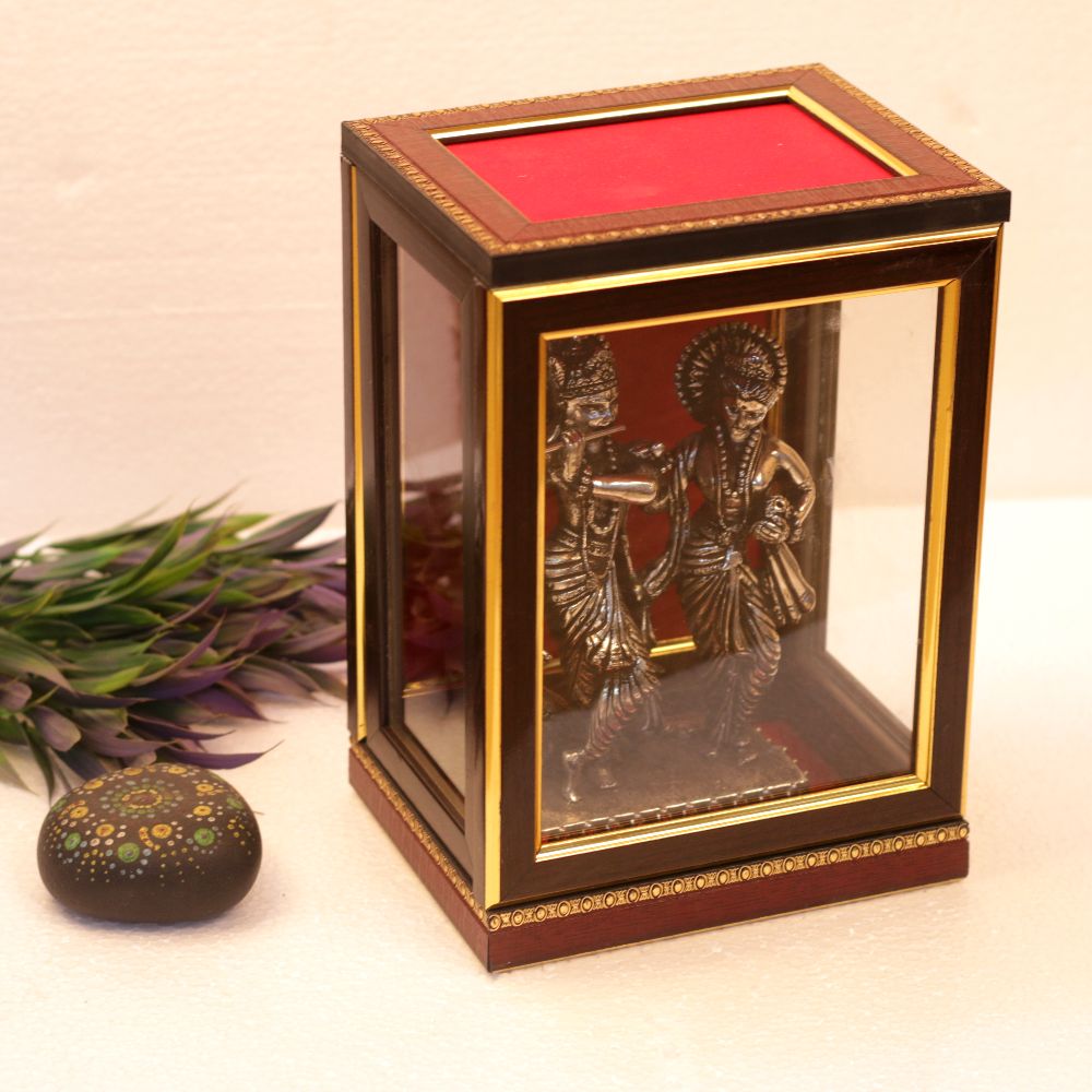 METAL 10 INCH RADHA KRISHNA IN BOX FRAME