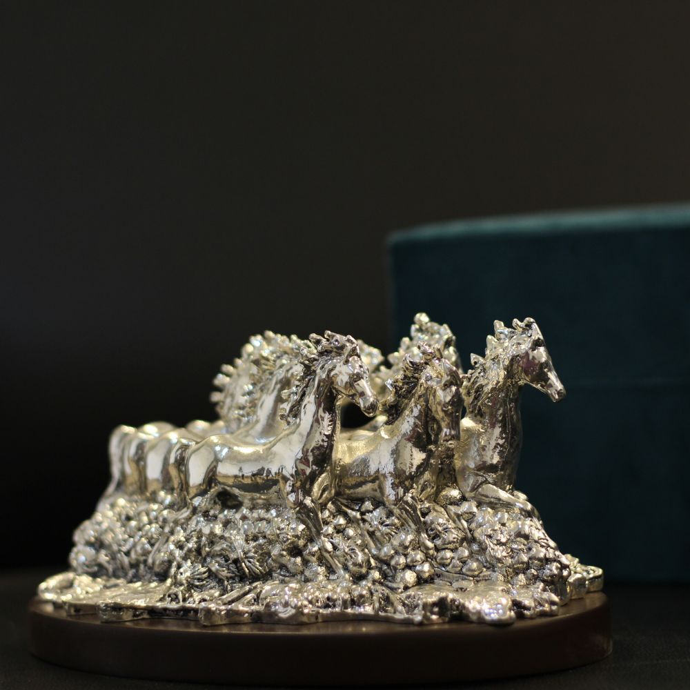 7 Horse Clad With Silver W/box - 5