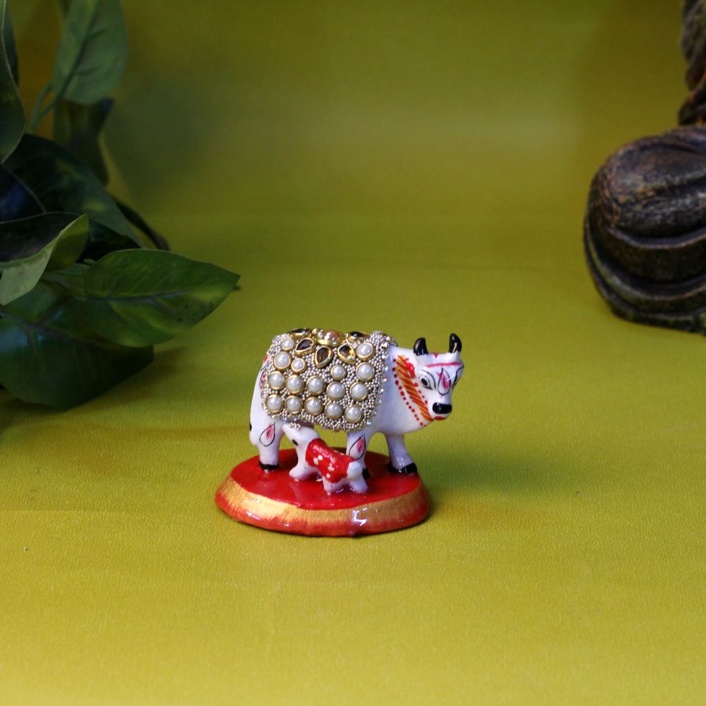 Metal Stone Cow With Baby 2'' - 5