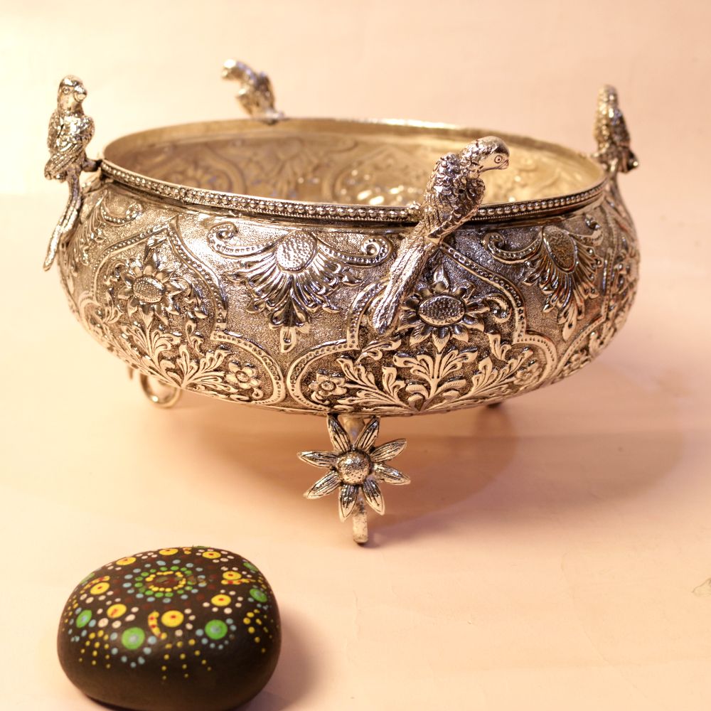 SILVER PLATED CHITAI BOX PARROT