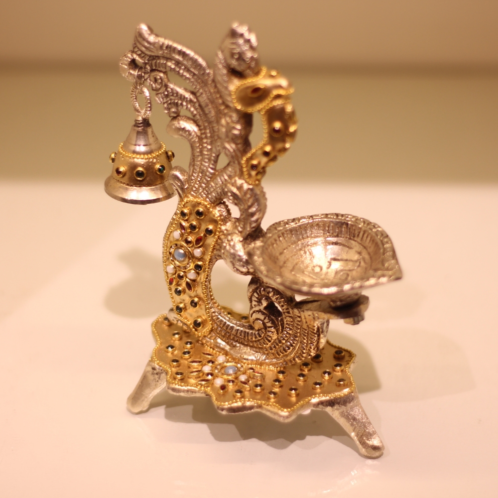 Double Ghanti Diya Golden Work - 5