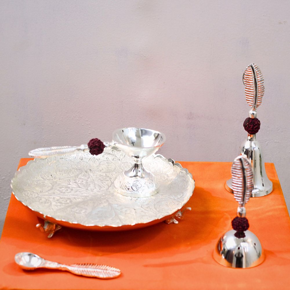 Brass Pooja Thali Set (Rudraksha)