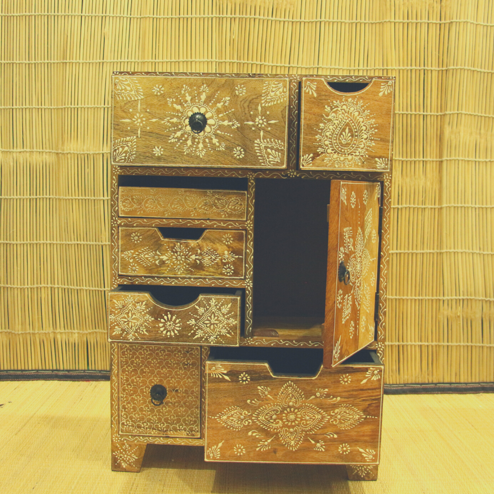 Wooden Printed Side Table