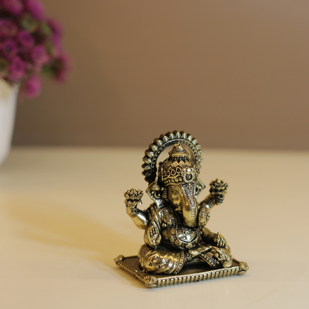 Brass Ganesh Small Antique - 4