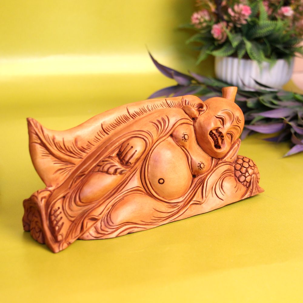 Wooden laughing Buddha