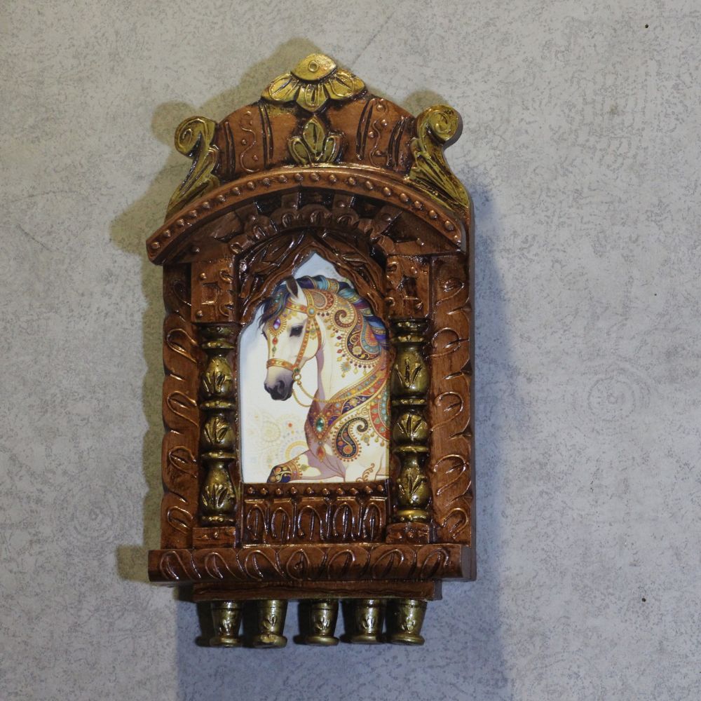 Wooden Jharokha With Painting 10'' - 7