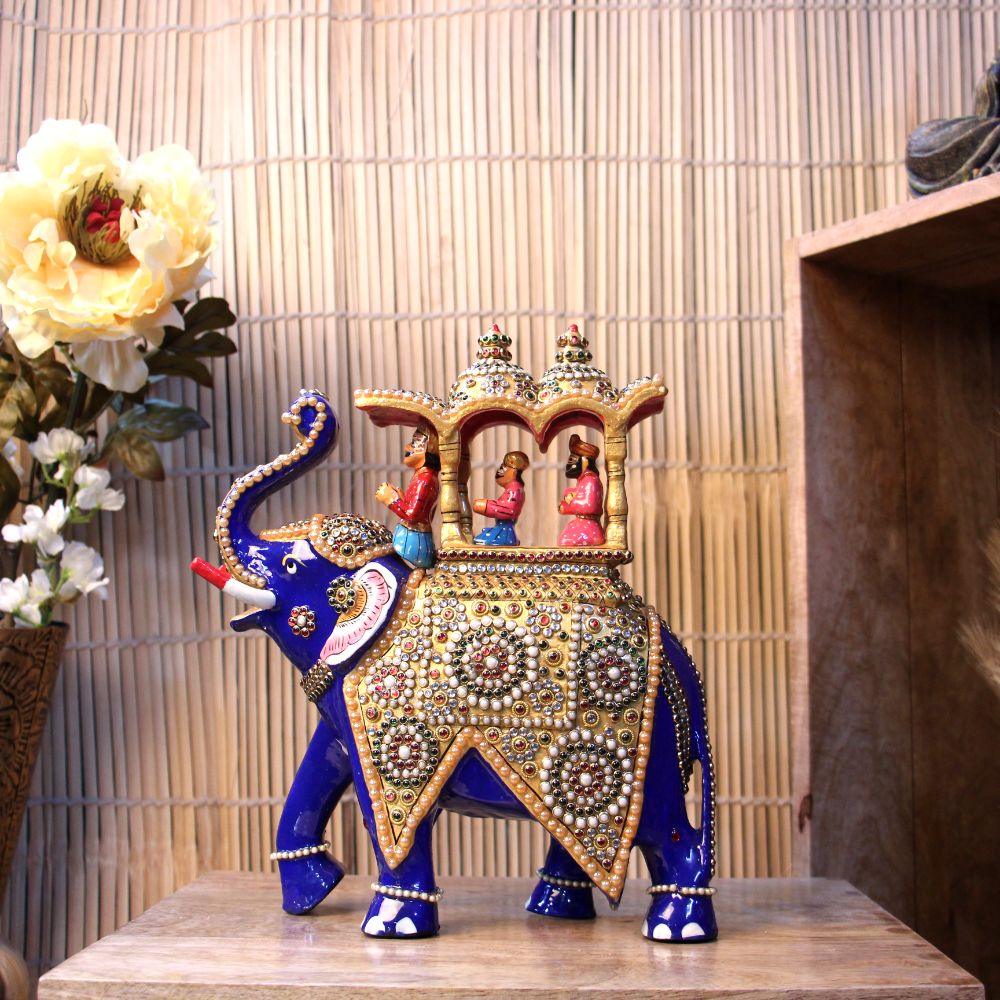 Metal Ambabari Elephant Jewellery Work 12'' - 3