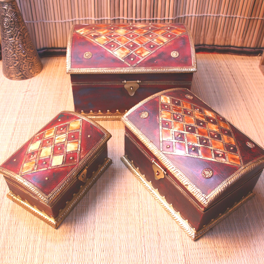 Wooden  Printed  Box Set Of 3