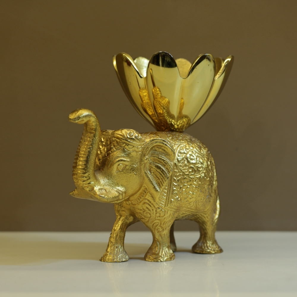 Aluminuim Elephant Bowl Gold Plated - 5