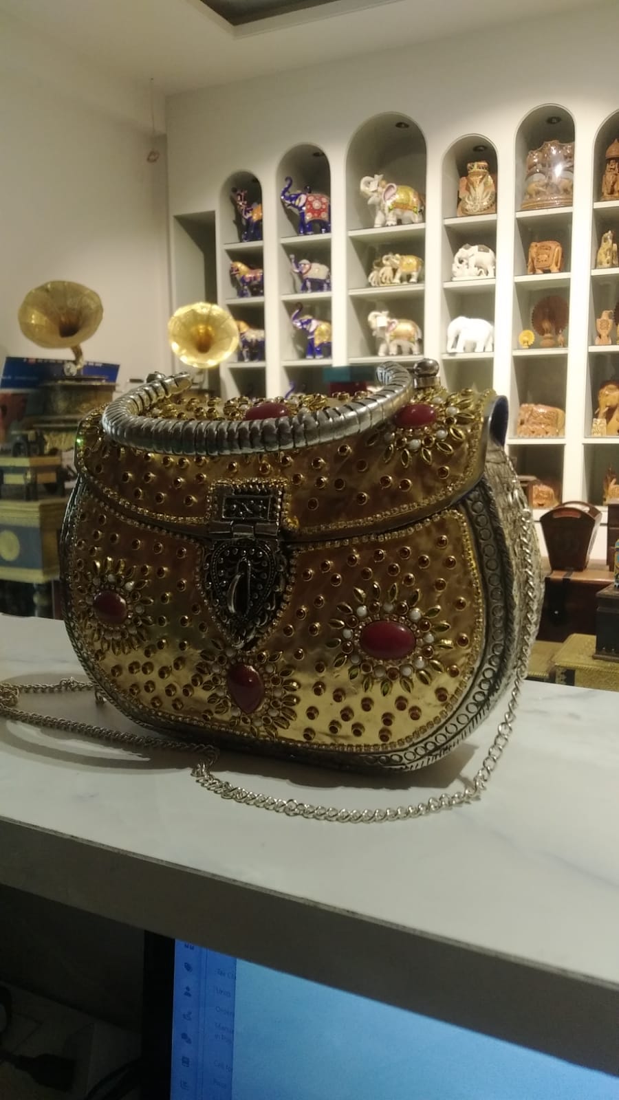 Purse Golden Stone Work