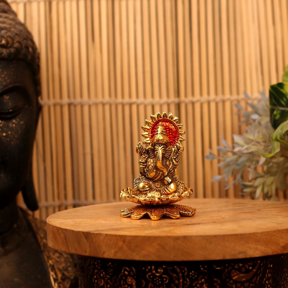 Metal Lotus Ganesh